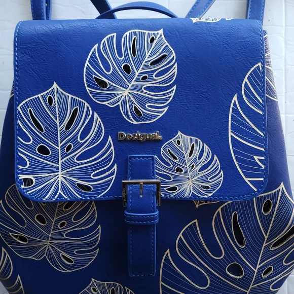 Desigual Attalea Blue Monstera Leaf Backpack - Picture 3 of 6